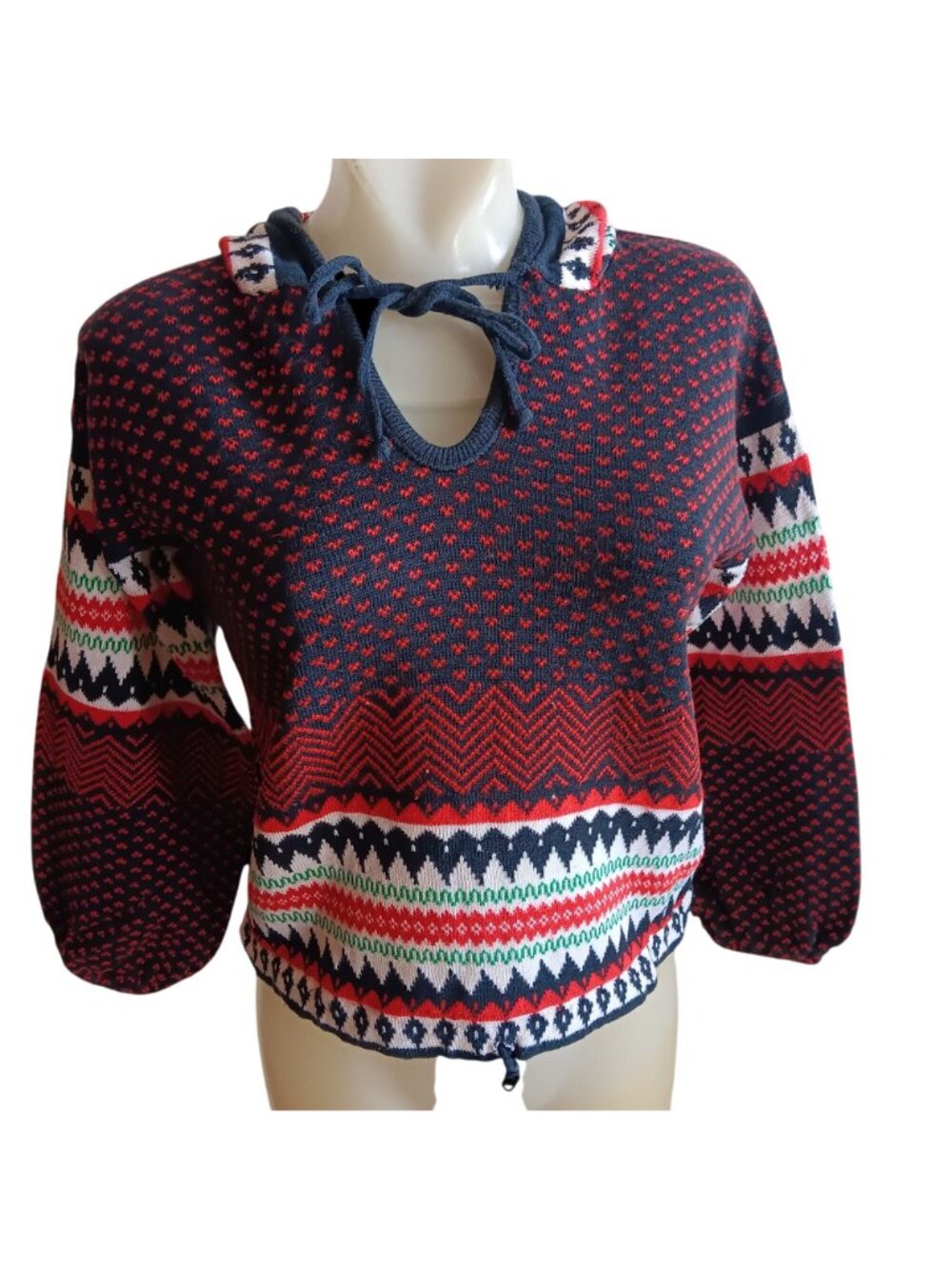 Women's Small Vintage 1970's Hooded Sweater Monarch Knits 1970's Boho Cottage US